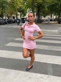 Elle polo minikjole - Lyserød