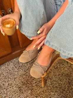 Elowia ballerina med sløjfe - Taupe