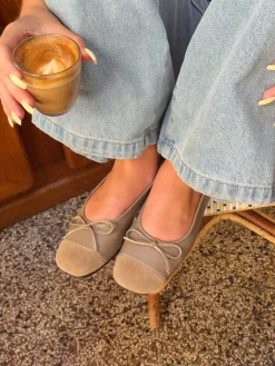 Elowia ballerina med sløjfe - Taupe