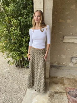 Elsana maxinederdel med tern - Grøn/beige