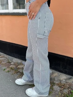 Emma stribede cowboy bukser - blå/hvid