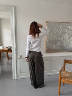 Erasmus bukser med asymmetrisk detalje - Kaki