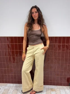 Esmaralda top med polkaprikker - Brun/beige