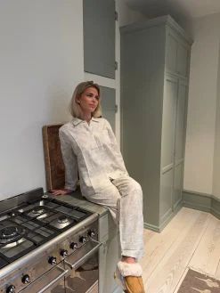 Esme pyjamassæt - Off white/blå