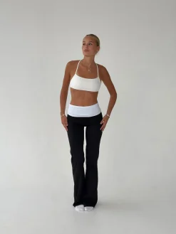 Essential folded yoga pants - Jet black/cloud