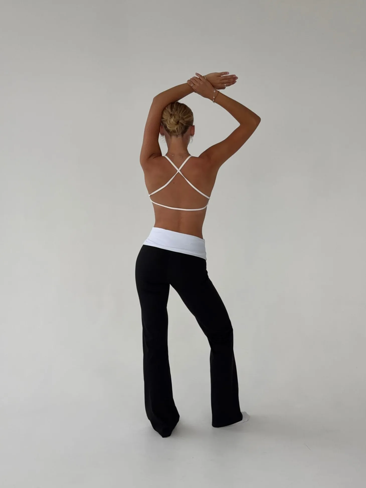 Essential folded yoga pants - Jet black/cloud