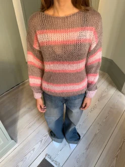 Evelina striktrøje - Brun/pink