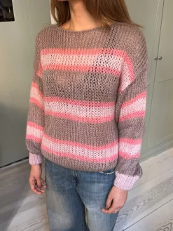 Evelina striktrøje - Brun/pink