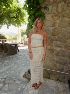 Fiorella nederdel med blonde - Hvid/beige