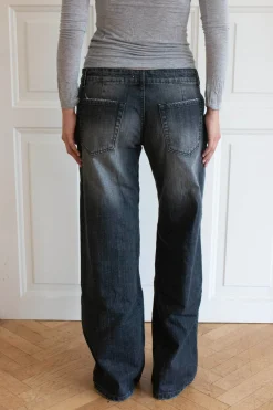 Floraline lavtaljede jeans - Grå denim