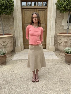 Gemma midinederdel - Beige