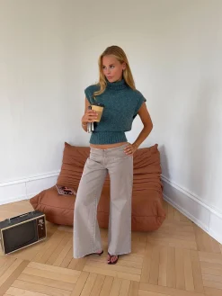 Gerda jeans med detaljer - Taupe