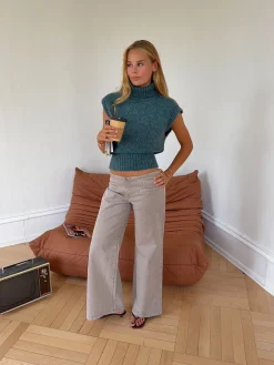 Gerda jeans med detaljer - Taupe