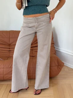 Gerda jeans med detaljer - Taupe