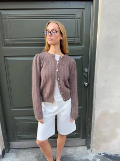 Grace cardigan i strik - Brun