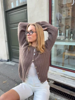 Grace cardigan i strik - Brun