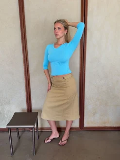 Gulla nederdel med knapper - Beige