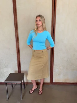 Gulla nederdel med knapper - Beige