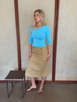 Gulla nederdel med knapper - Beige