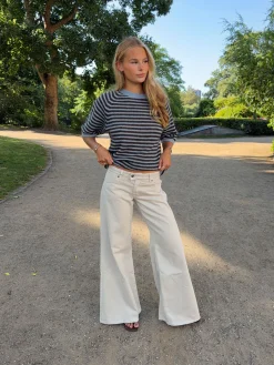 Hedda jeans med brede ben - Beige