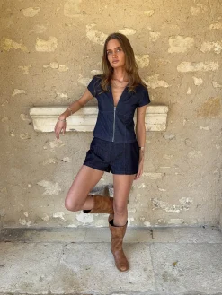 Helina denimshorts - Mørkeblå