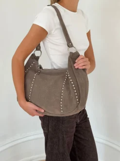 Henry taske med nitter - Taupe