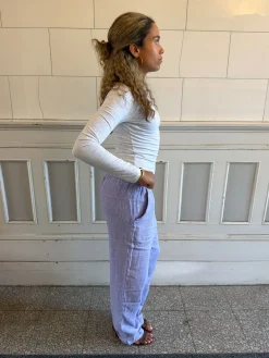 Hilja stribede hørbukser - Blå
