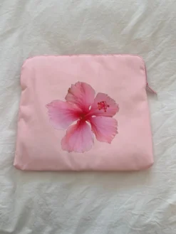 Honey computer sleeve - Lyserød med pink blomst