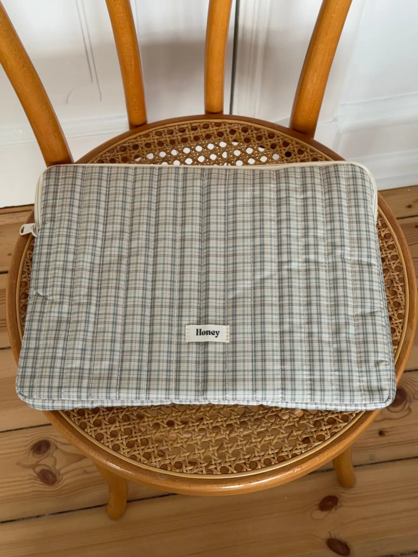 Honey computersleeve med tern - Beige/grøn
