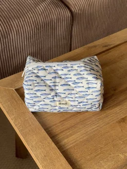 Honey lille toilettaske med fiskemønster - Hvid/blå