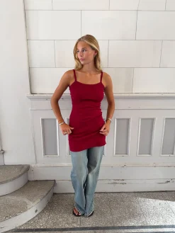 Janna minikjole i rib - Rød