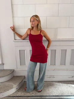 Janna minikjole i rib - Rød