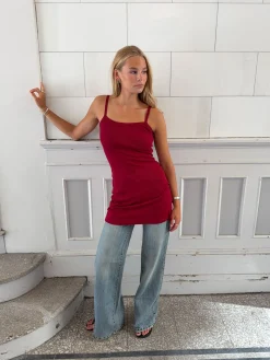 Janna minikjole i rib - Rød