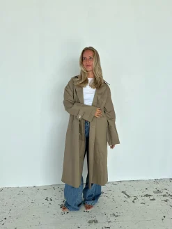 Josefine oversized trenchcoat - Mørk beige