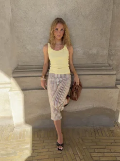 Julea tanktop i rib - Lysegul