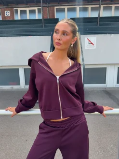 Katinka zip-up hoodie - Mørkelilla