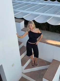Kimmie top med blonder - Sort