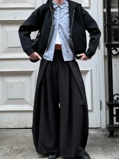 Klausa suitpants med nålestriber - Sort/hvid