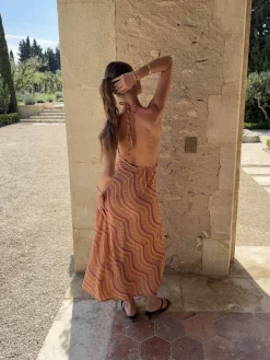 Klea kjole i mønster - Orange