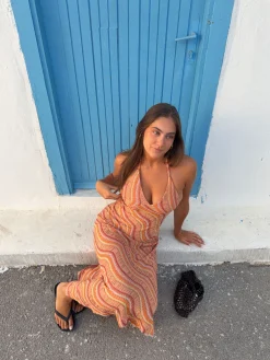 Klea kjole i mønster - Orange