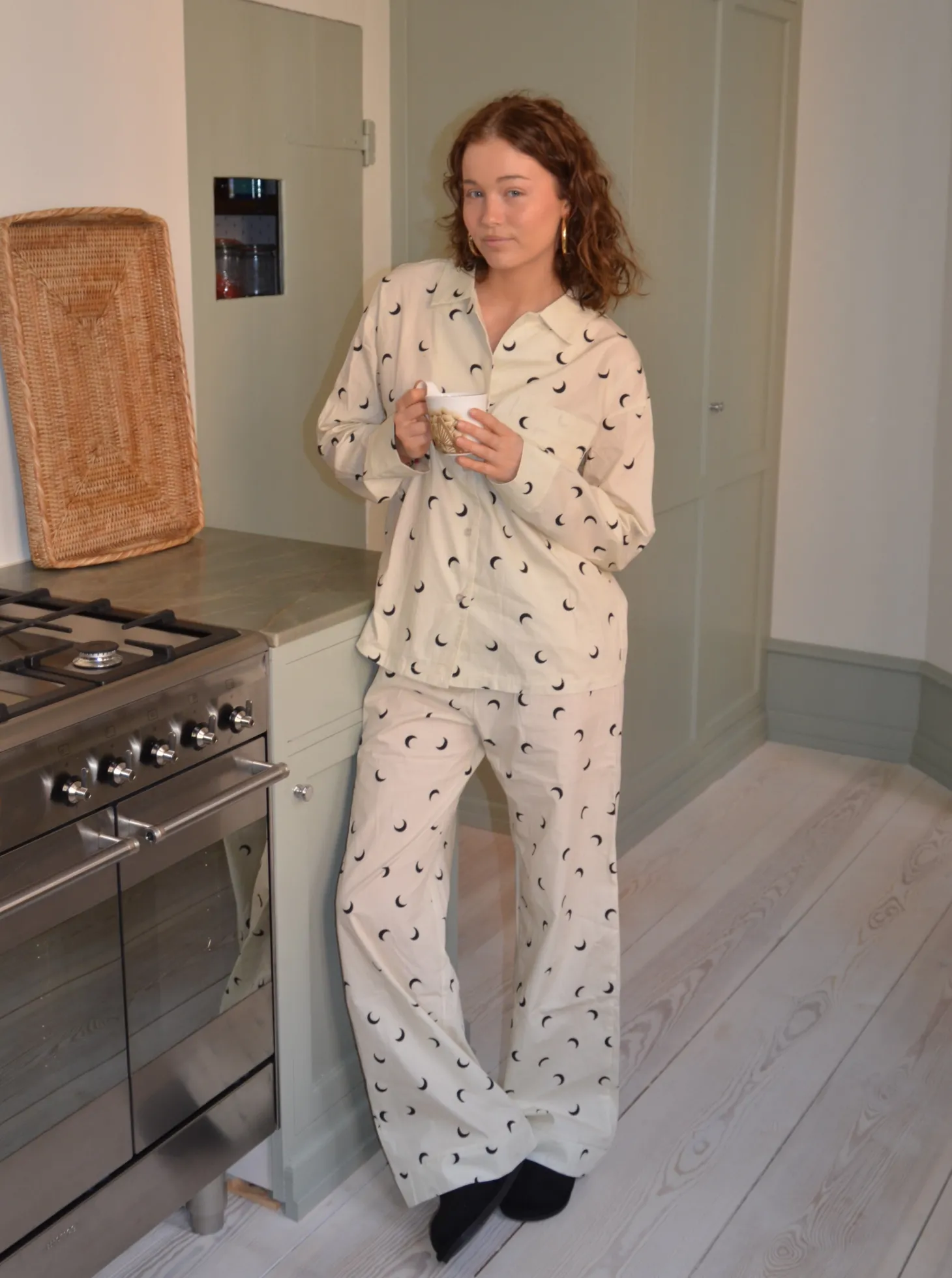 Kyla pyjamasbukser med halvmåner - Beige