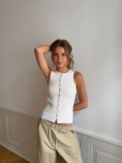 Lali top med knapper - Hvid