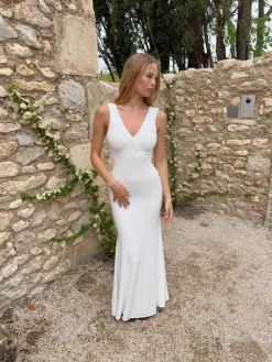 Lana kjole med blonder - Hvid