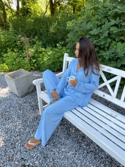 Laura pyjamasskjorte - Lyseblå