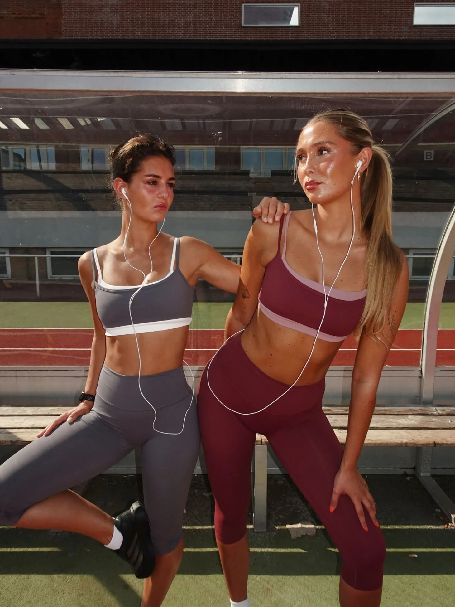 Layered sport bra - Stormy grey/cloud