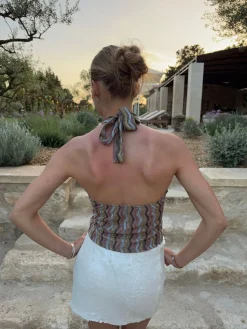 Liah halterneck top med glitter - Multifarvet