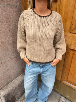 Lilou striktrøje - Beige/brun