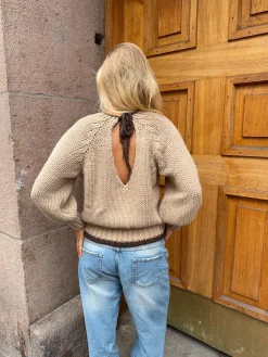 Lilou striktrøje - Beige/brun
