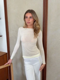 Linana langærmet - Lysegul