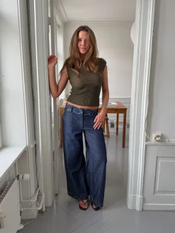 Lolita bukser med broderede blomster - Blå